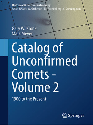cover image of Catalog of Unconfirmed Comets--Volume 2